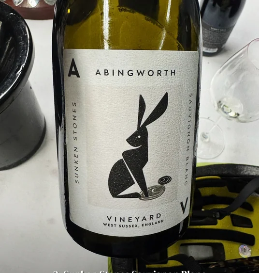 Bottle of Abingworth Vineyard Sunken Stones Sauvignon Blanc, with text identifying it as number two in the selection