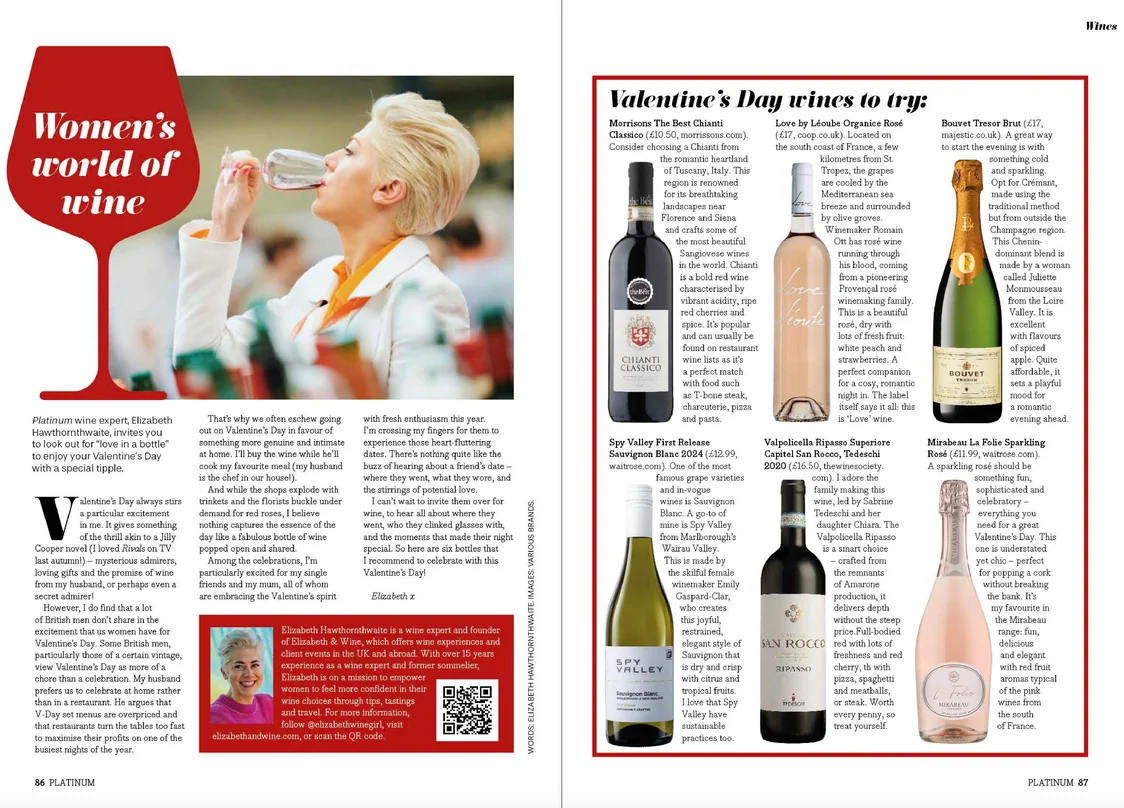 Women’s World of Wine: Valentine's Wines to Try | Platinum Magazine