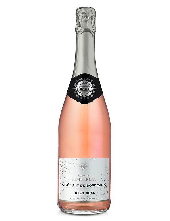 Bottle of Crémant de Bordeaux Brut Rosé on white background