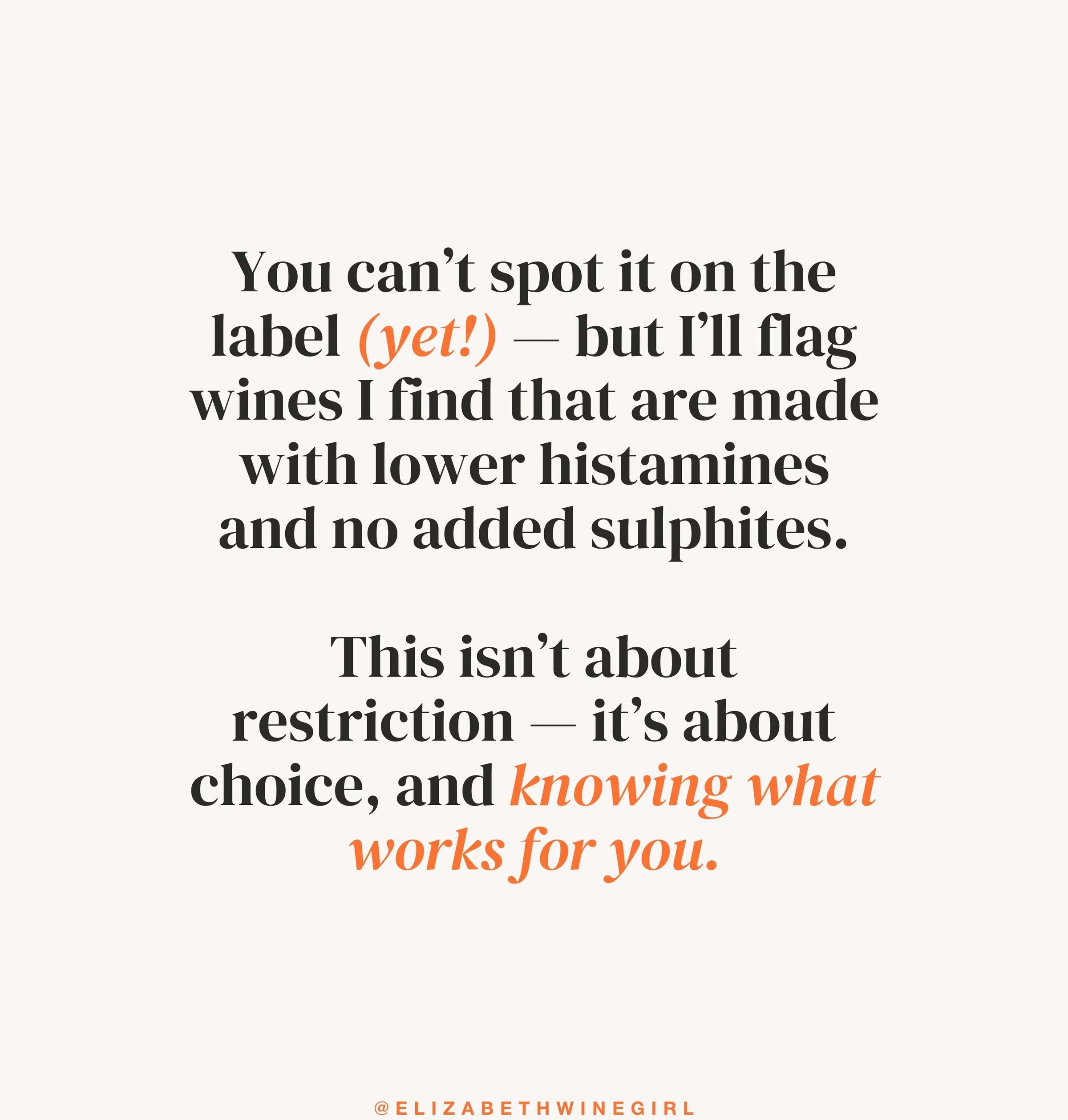 Graphic about lower-histamine wines and no added sulphites