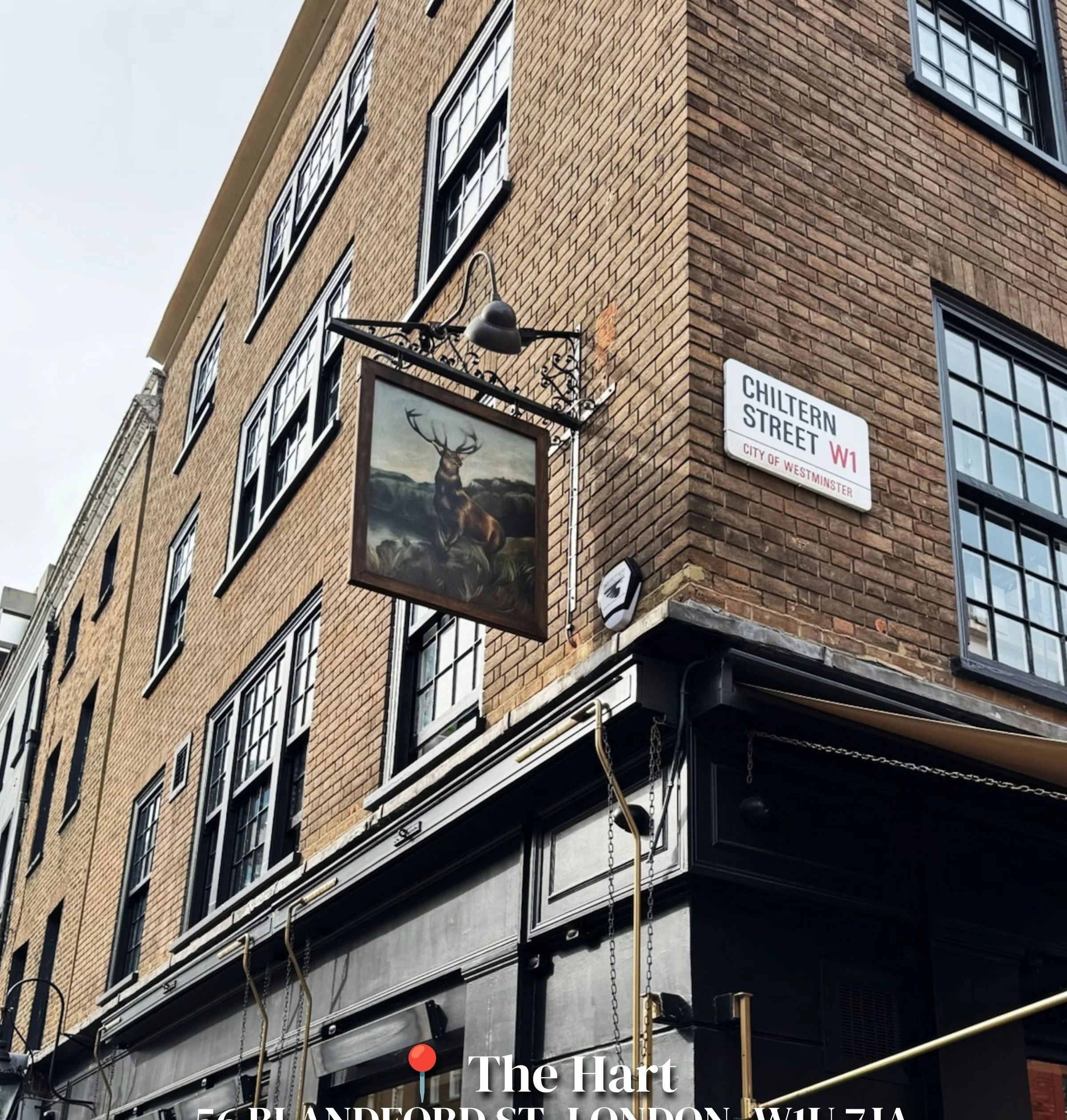 The Hart restaurant exterior on Chiltern Street, London