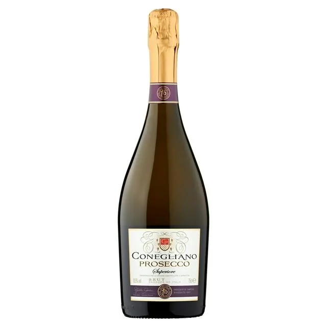 Bottle of Conegliano Prosecco on white background