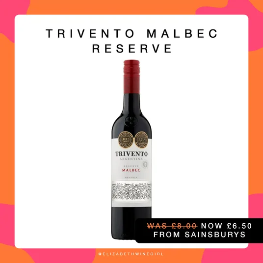 Casillero del Diablo Malbec bottle on a colourful promotional graphic