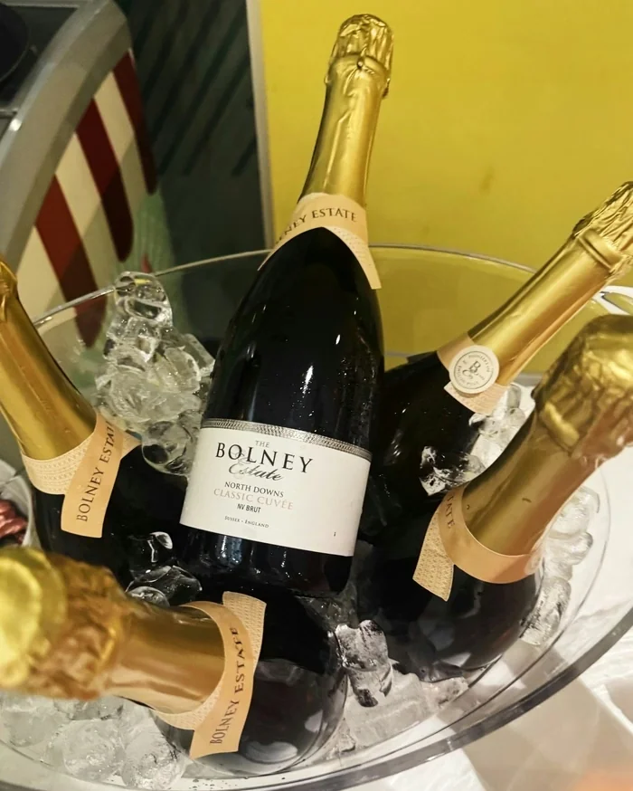 Bollney Estate sparkling wine bottles chilling in an ice bucket