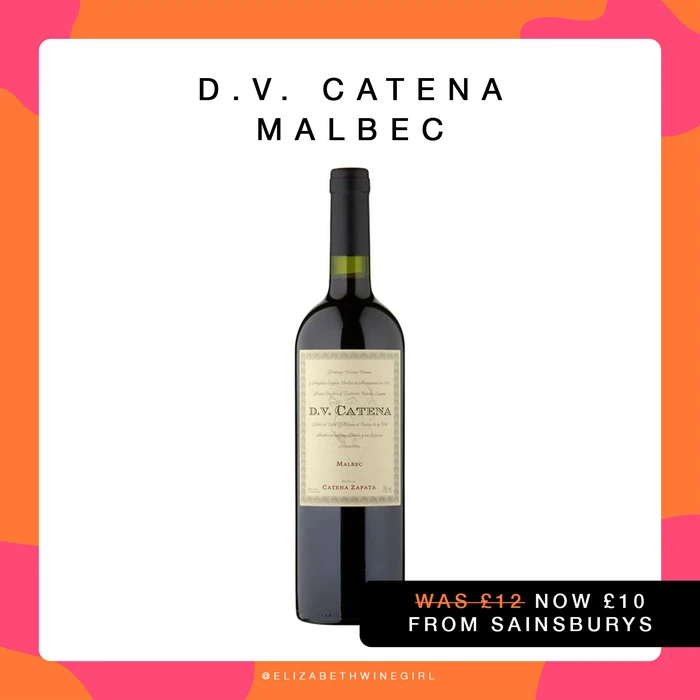 D.V. Catena Malbec bottle with a Sainsbury's price offer