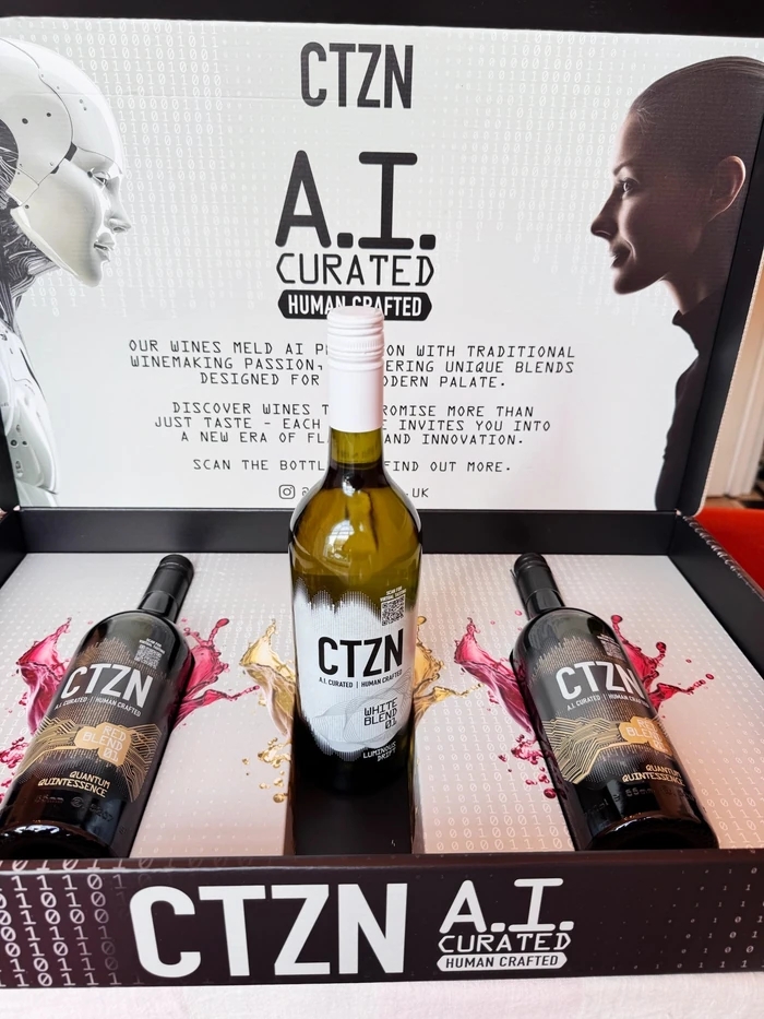 CTZN AI Curated wine bottles in display box