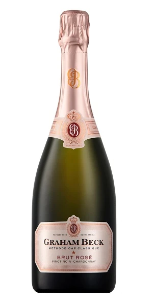 Graham Beck Brut Rosé sparkling wine bottle on white background