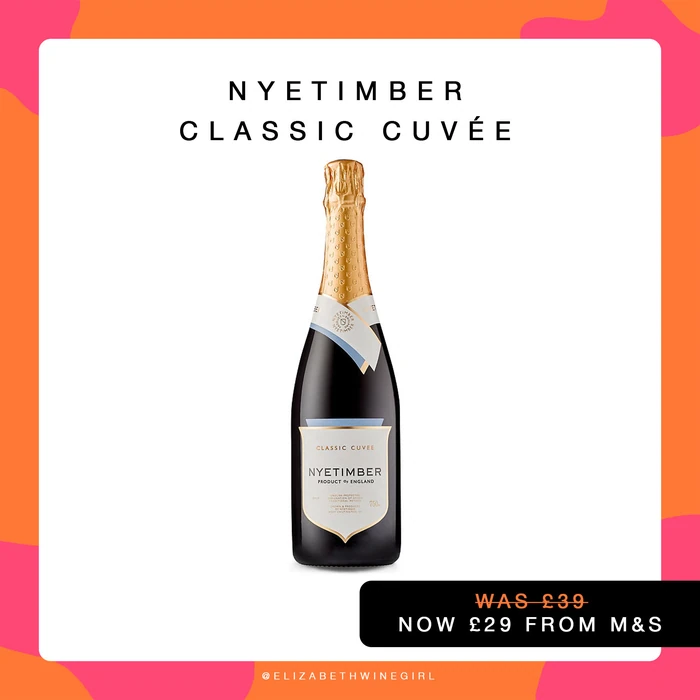 Nyetimber Classic Cuvée sparkling wine bottle on colourful background
