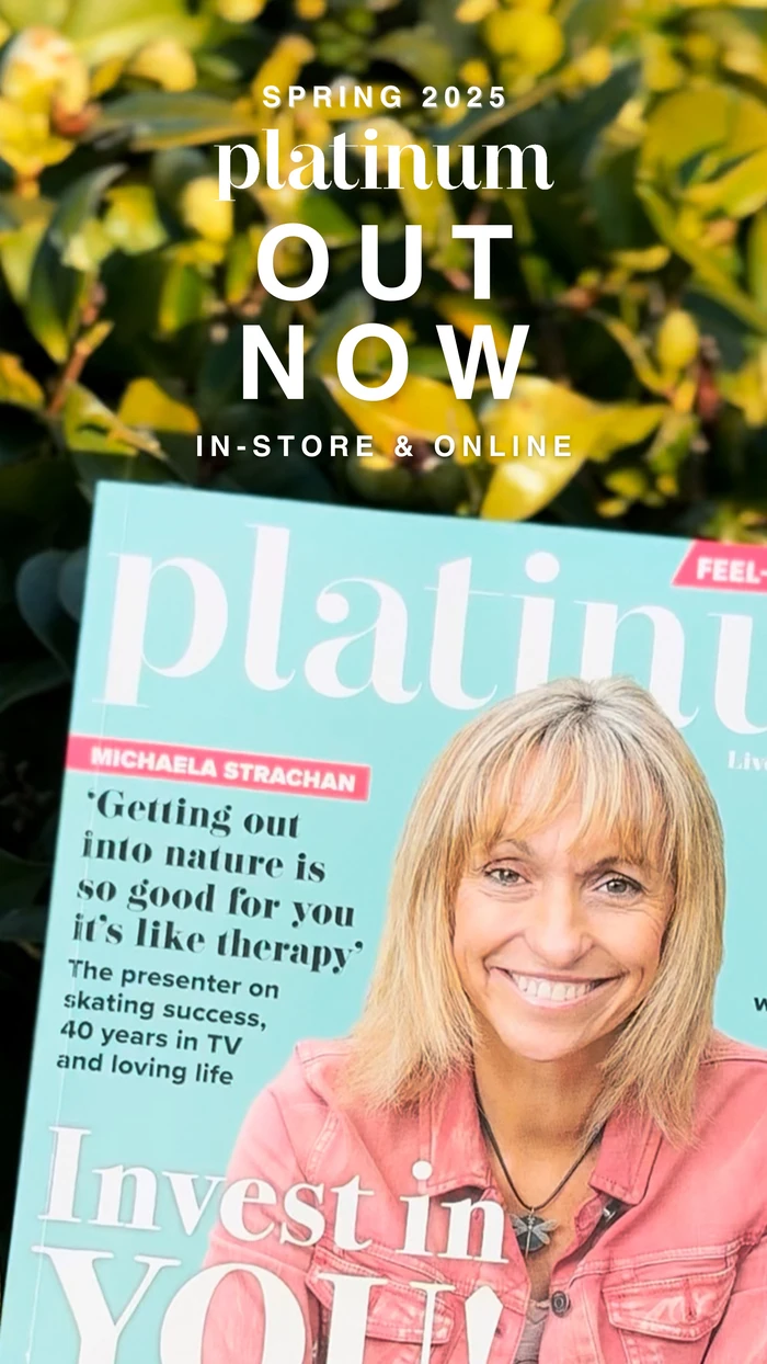 Spring 2025 Platinum magazine cover with smiling woman outdoors