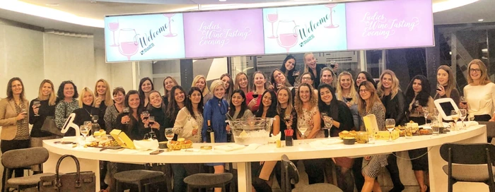 Women at a ladies wine tasting evening in London