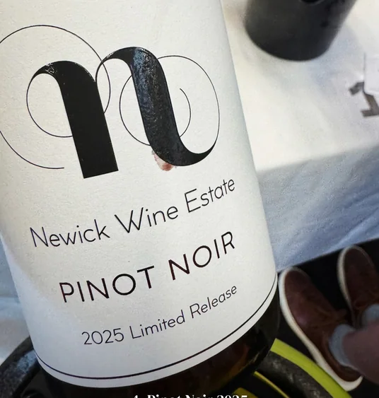 Bottle of Newick Wine Estate Pinot Noir 2025, labelled Limited Release, with text naming East Sussex