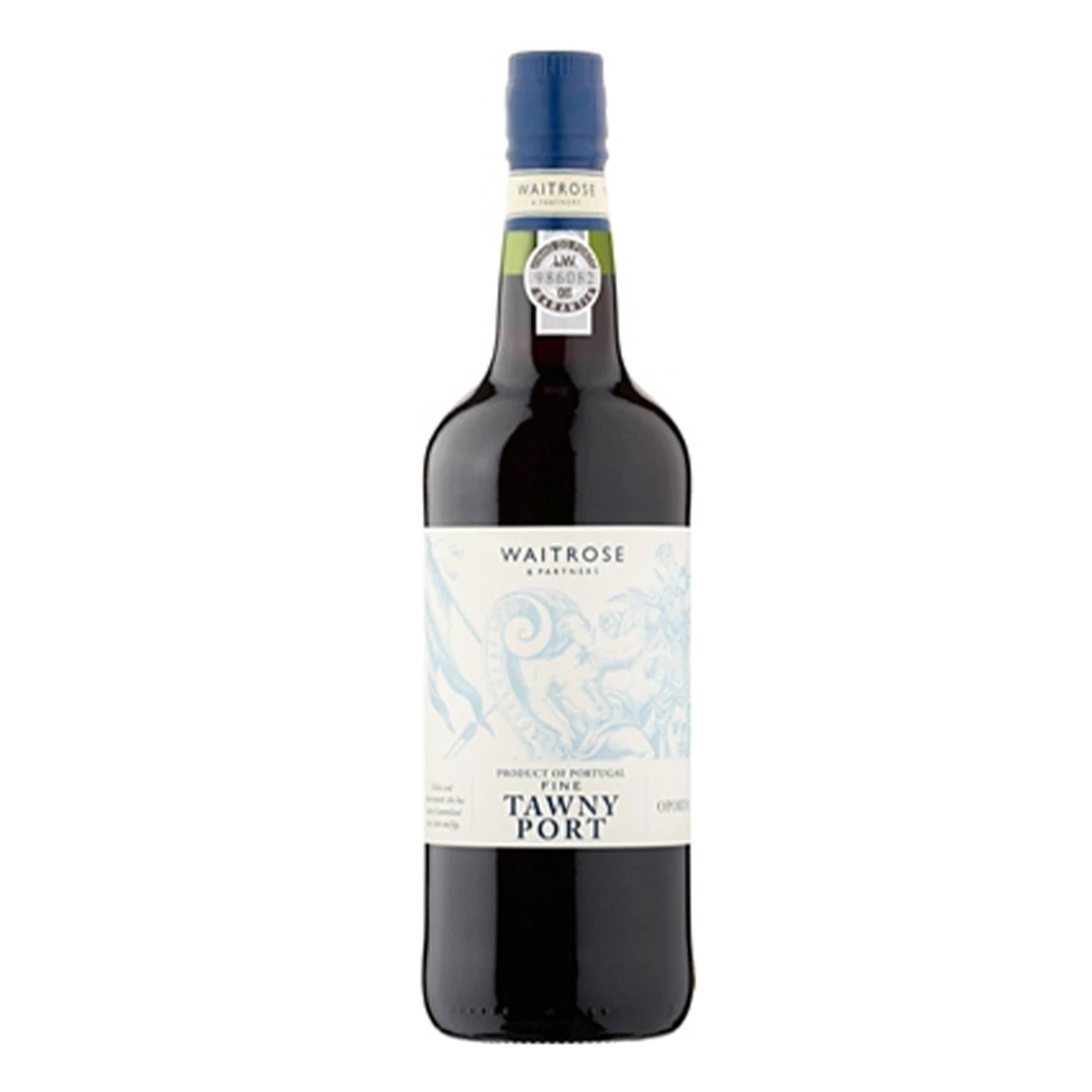 Waitrose Fine Tawny Port bottle on a white background