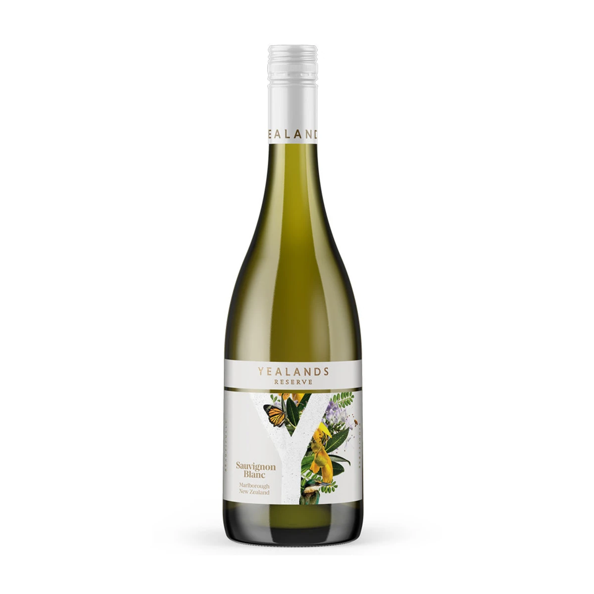 Yealands Reserve Sauvignon Blanc bottle on a white background