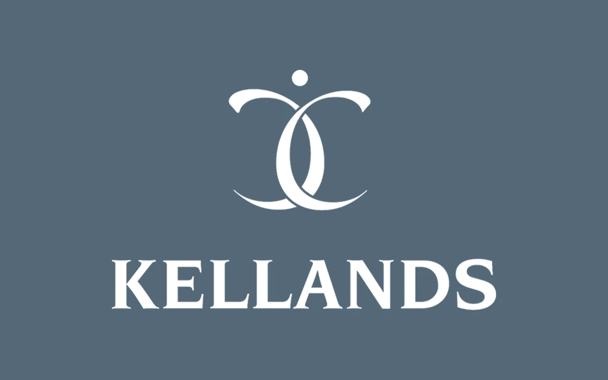 Kellands logo on a blue background