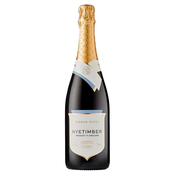 Nyetimber Classic Cuvée sparkling wine bottle against a white background