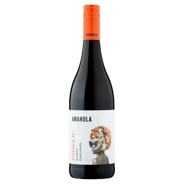 Bottle of Amandla red wine with floral portrait label