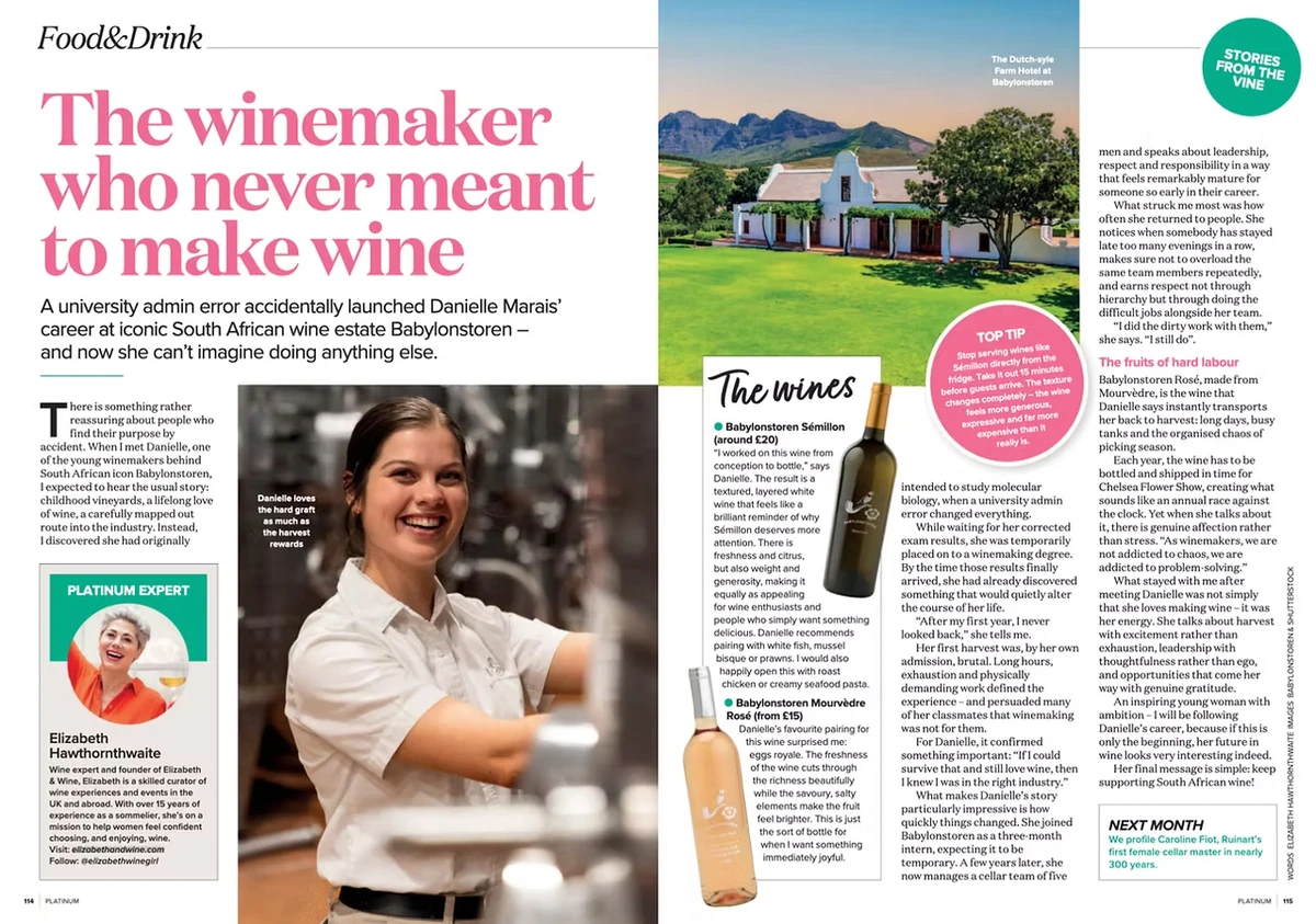 Food&Drink magazine spread headed The winemaker who never meant to make wine