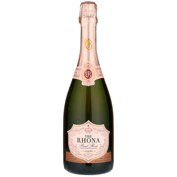 Bottle of The Bhona Brut Rosé sparkling wine on a white background