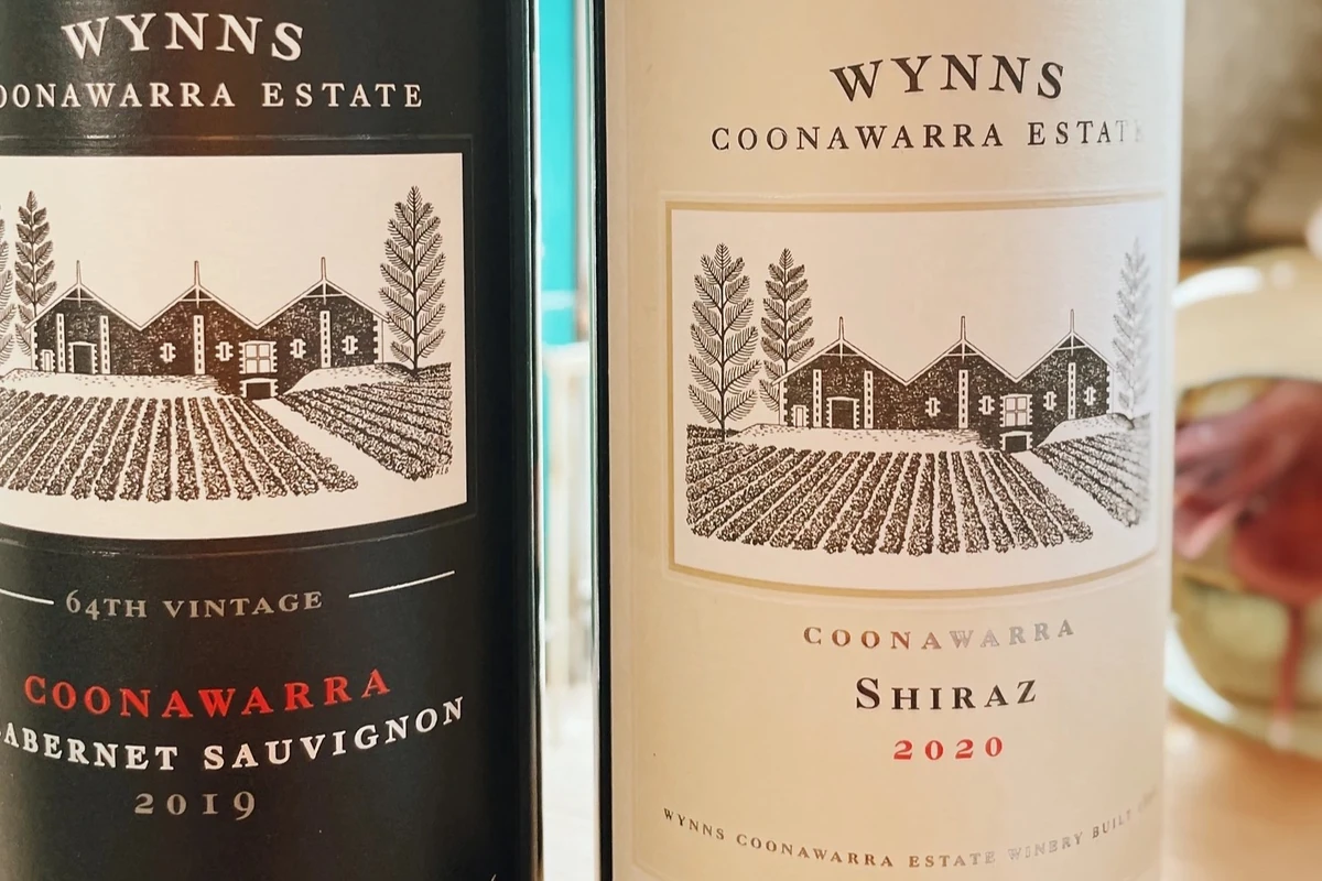 Wynns Coonawarra Estate Cabernet Sauvignon 2019 and Shiraz 2020 wine bottles