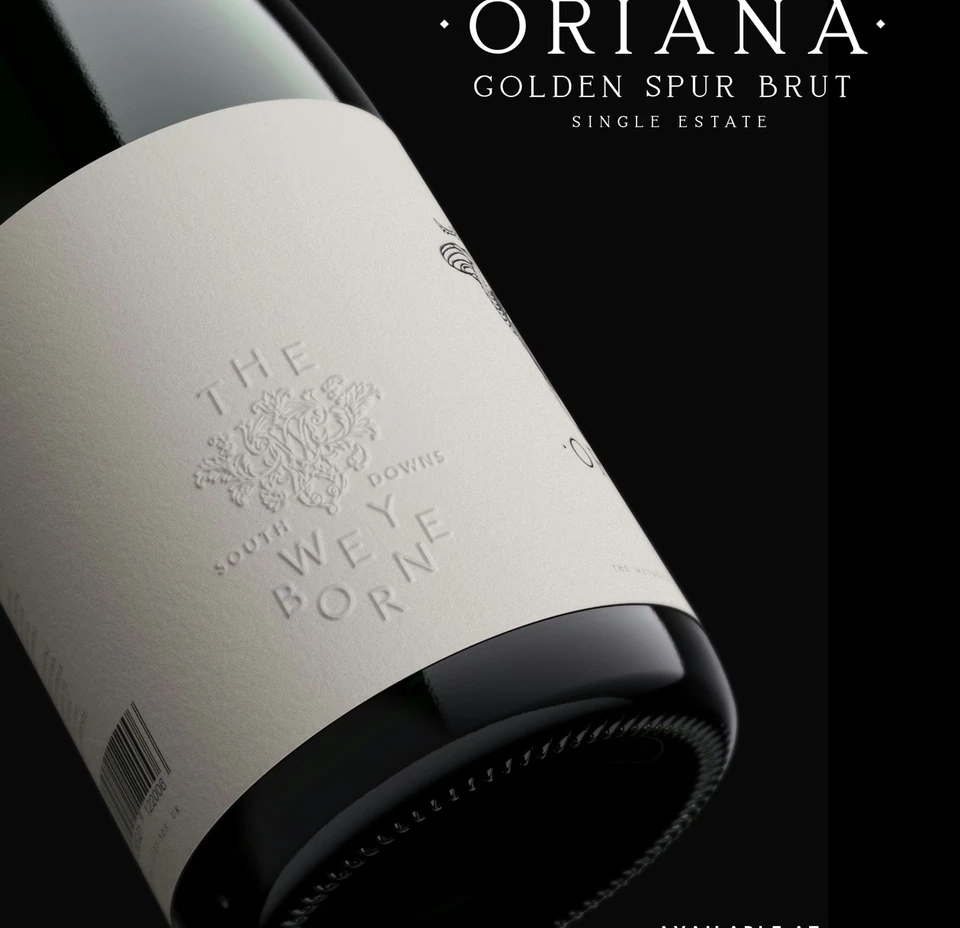 Oriana Golden Spur Brut sparkling wine bottle, available at Ocado