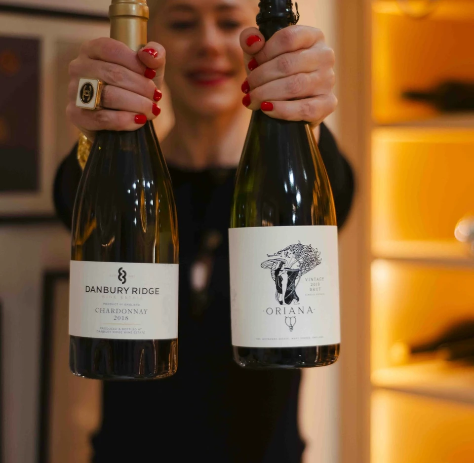 Danbury Ridge and Oriana English sparkling wine bottles