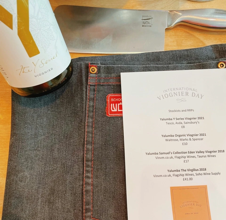 The Secret Viognier bottle beside an International Viognier Day tasting sheet