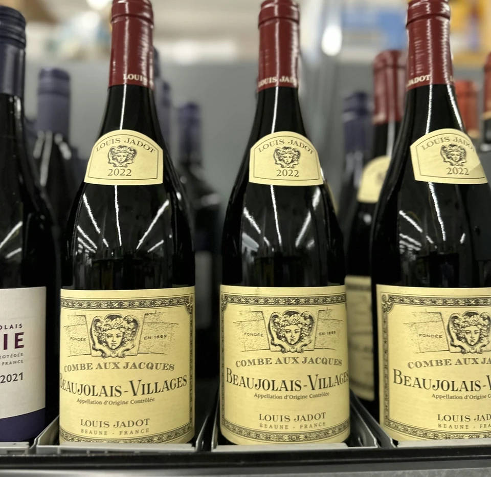 Louis Jadot Beaujolais-Villages 2022 bottles on a retail shelf